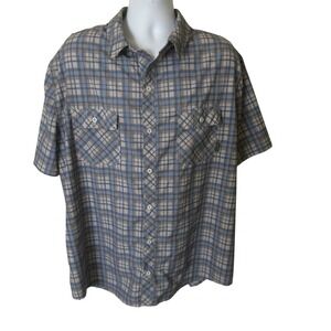 Sun River Clothing Co. Casual Short Sleeve Shirt Men's XXL Blue Cream Vented